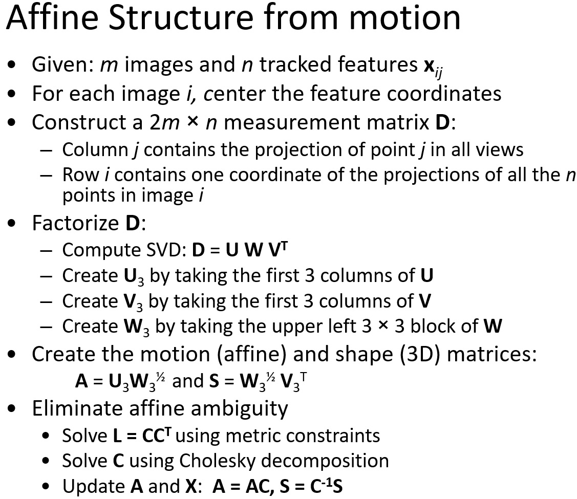 Affine structure from motion